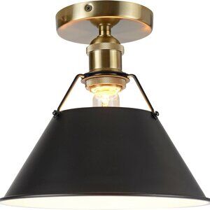 Aspen Creative light fixture round cone shade matte black warm brass